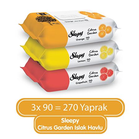 Sleepy Citrus Garden Islak Bebek Havlusu 3x90 (270 Yaprak)